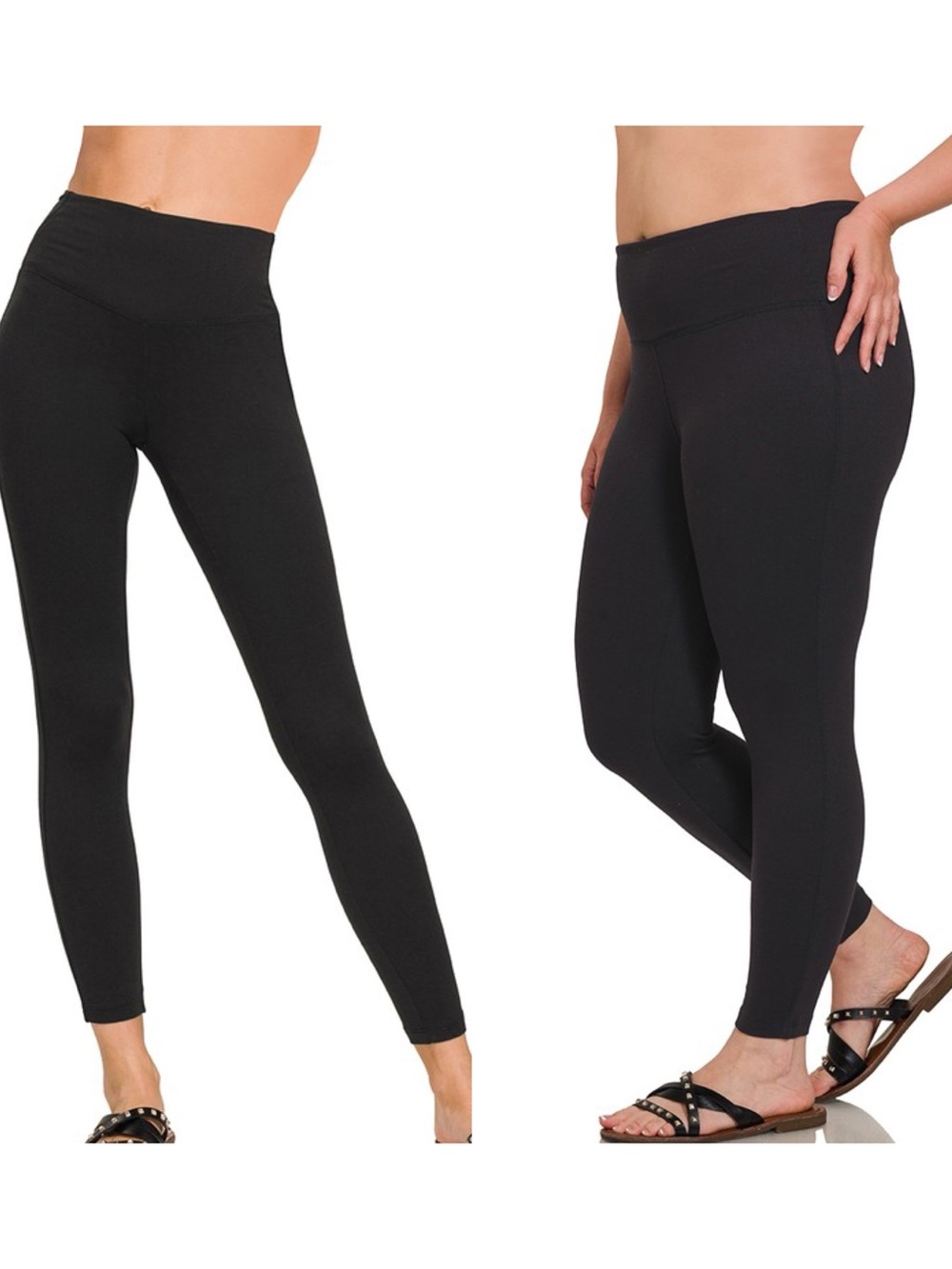 Black High-Waist Brushed Duty Microfiber Full Length Leggings